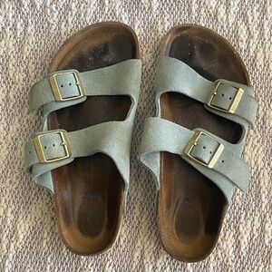 Birkenstock light blue Suede Double Strap Sandals with Buckles
